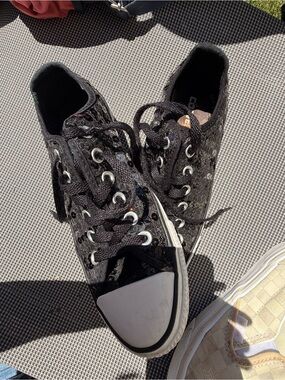 Converse Black Sequin Lace-Up Women's Sneakers